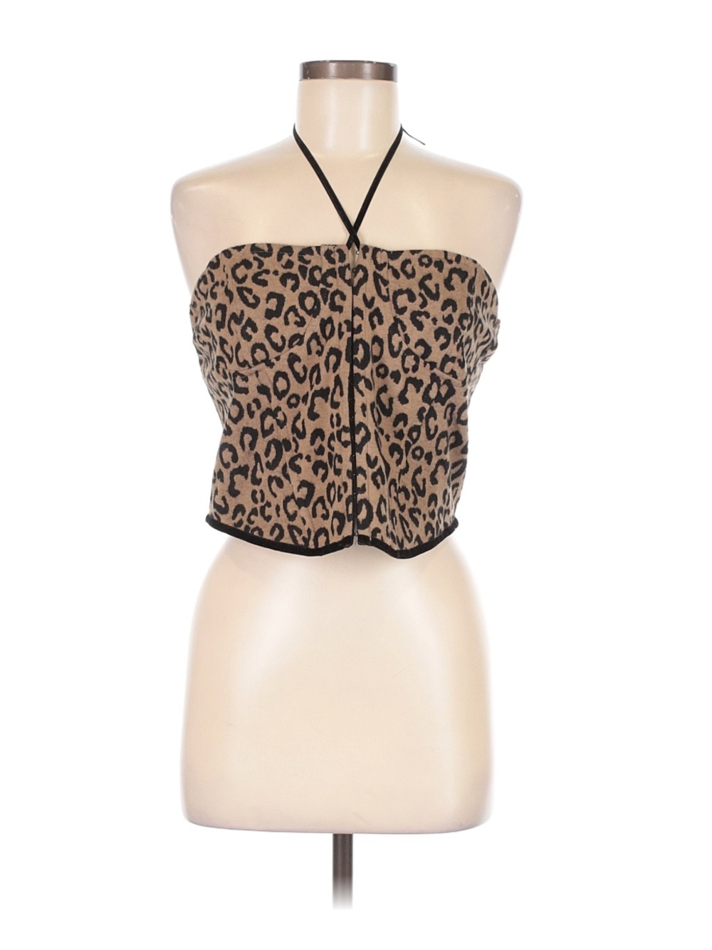 HYFVE Leopard Print Strapless Tube Crop Top w/ Halter Straps - Biker Hot Cheeta